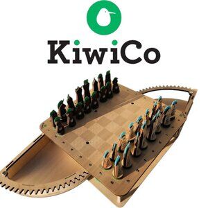 KiwiCo Chess Set Wooden Game Board and Pieces with Hidden Storage - Assembled Ar
